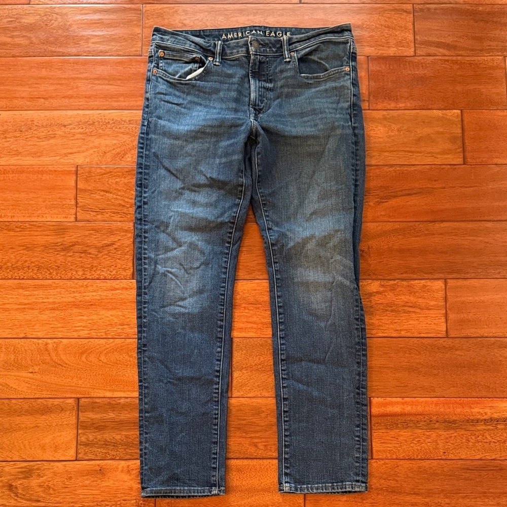 American Eagle Outfitters Men's Dark Blue Slim Straight Jeans 33 Waist